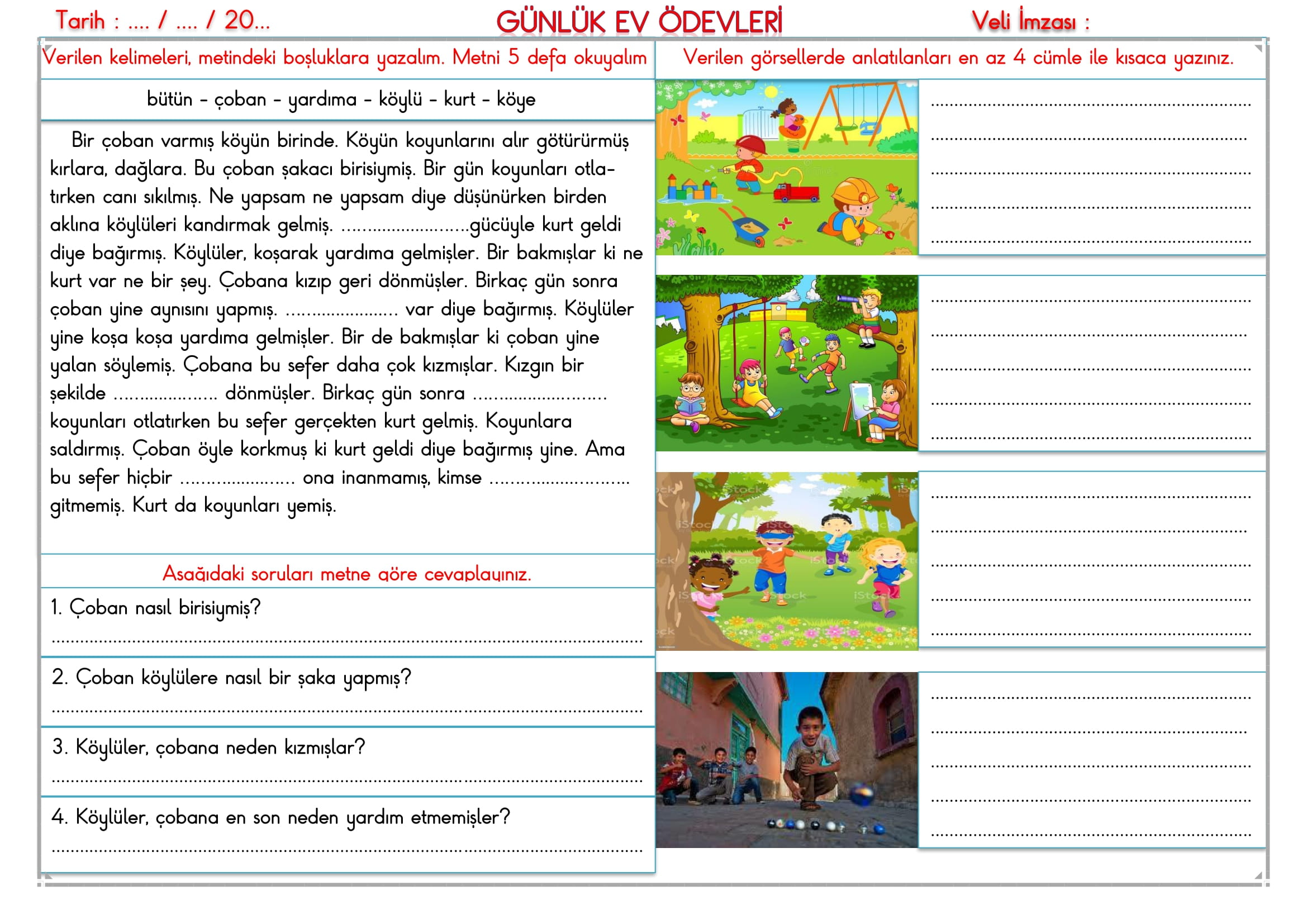 2.Sınıf - 26 Kasım 2025 Günlük Ev Ödevleri