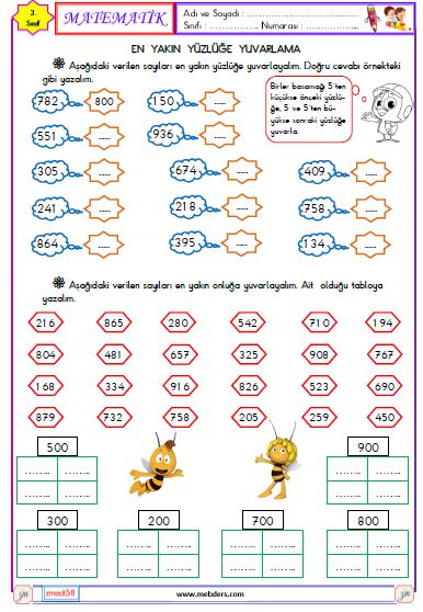 3. Sınıf Matematik En Yakın Yüzlüğe Yuvarlama Etkinliği