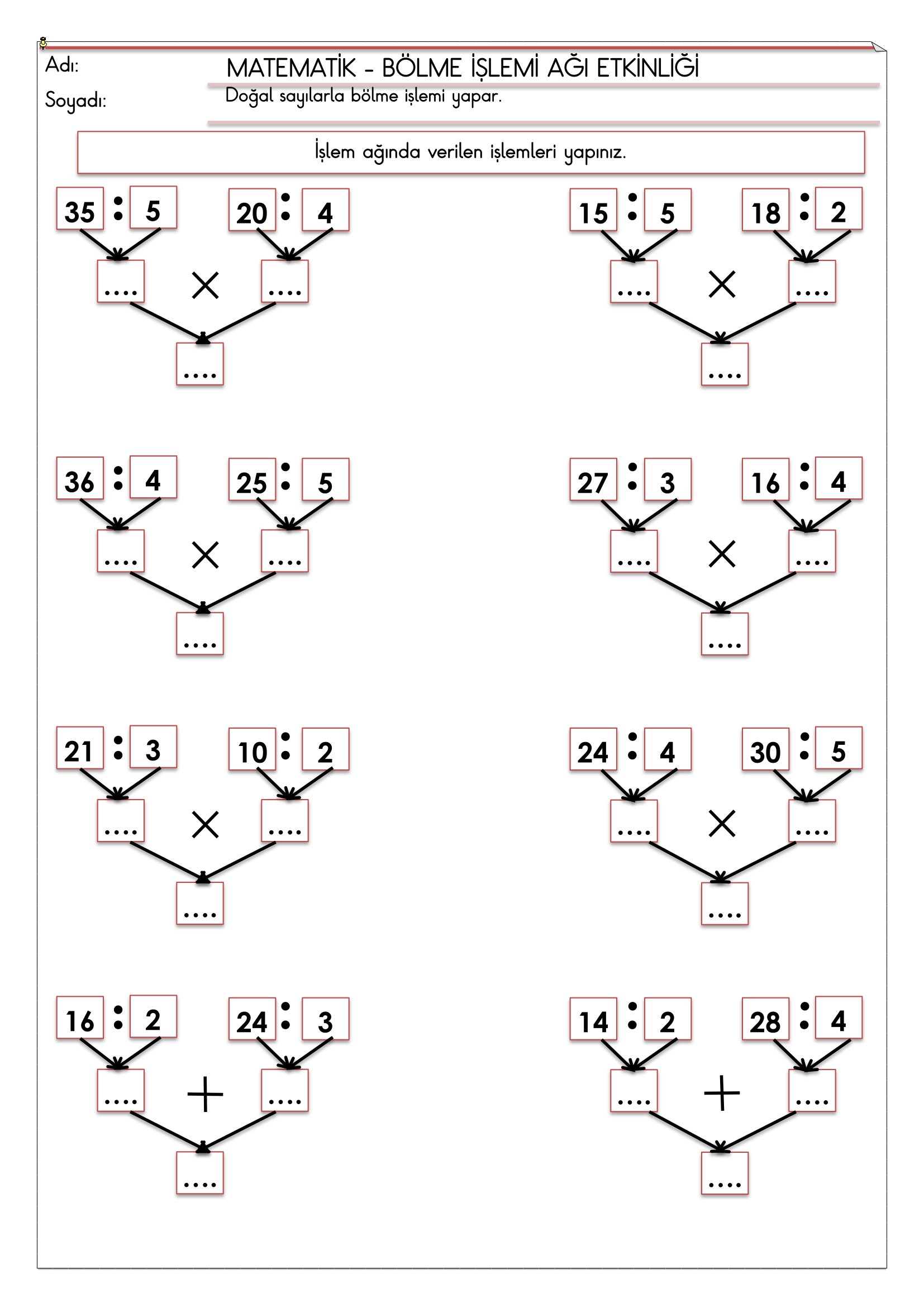 2.Sınıf - Matematik Bölme İşlem Ağı Etkinliği