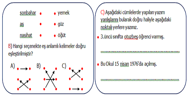 3.Sınıf Türkçe Genel Değerlendirme Etkinliği 3