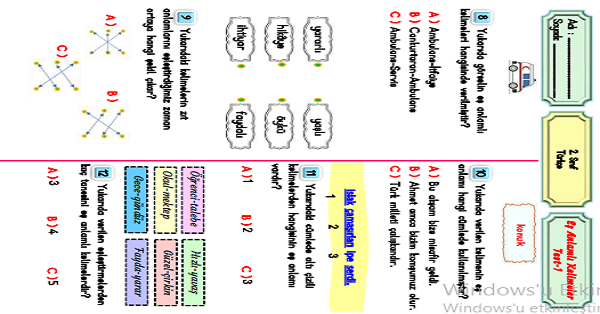 2.Sınıf Türkçe Eş Anlamlı Kelimeler-Test