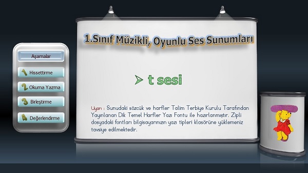 1.Sınıf İlkokuma Müzikli, Animasyonlu t Sesi Sunusu