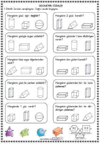 2. Sınıf Matematik Geometrik Cisimler Etkinliği 4