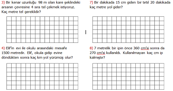 4.Sınıf Matematik Uzunluk Ölçüleri ile İlgili Problemler 4