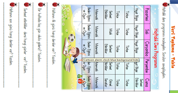 1.Snıf Matematik Veri Toplama ve Tablo Etkinliği-2