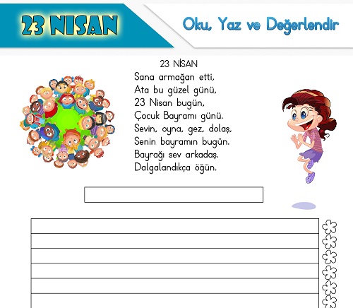 Şiir oku yaz değerlendir etkinliği - 23 Nisan
