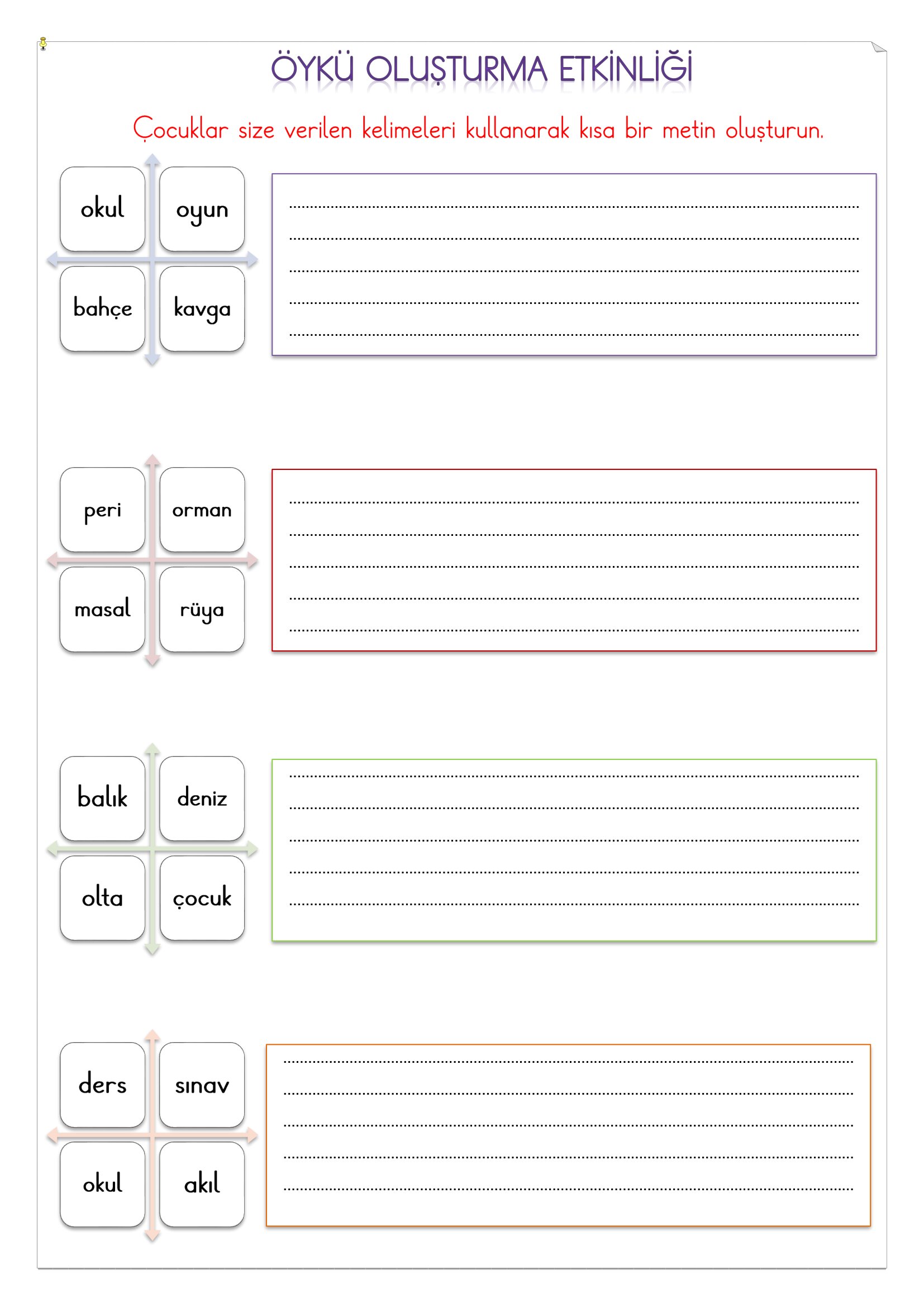 1.Sınıf - Türkçe Öykü Oluşturma Etkinliği-5