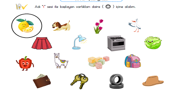 1. Sınıf İlk Okuma Yazma L Sesinin Geçtiği Görseller Etkinliği