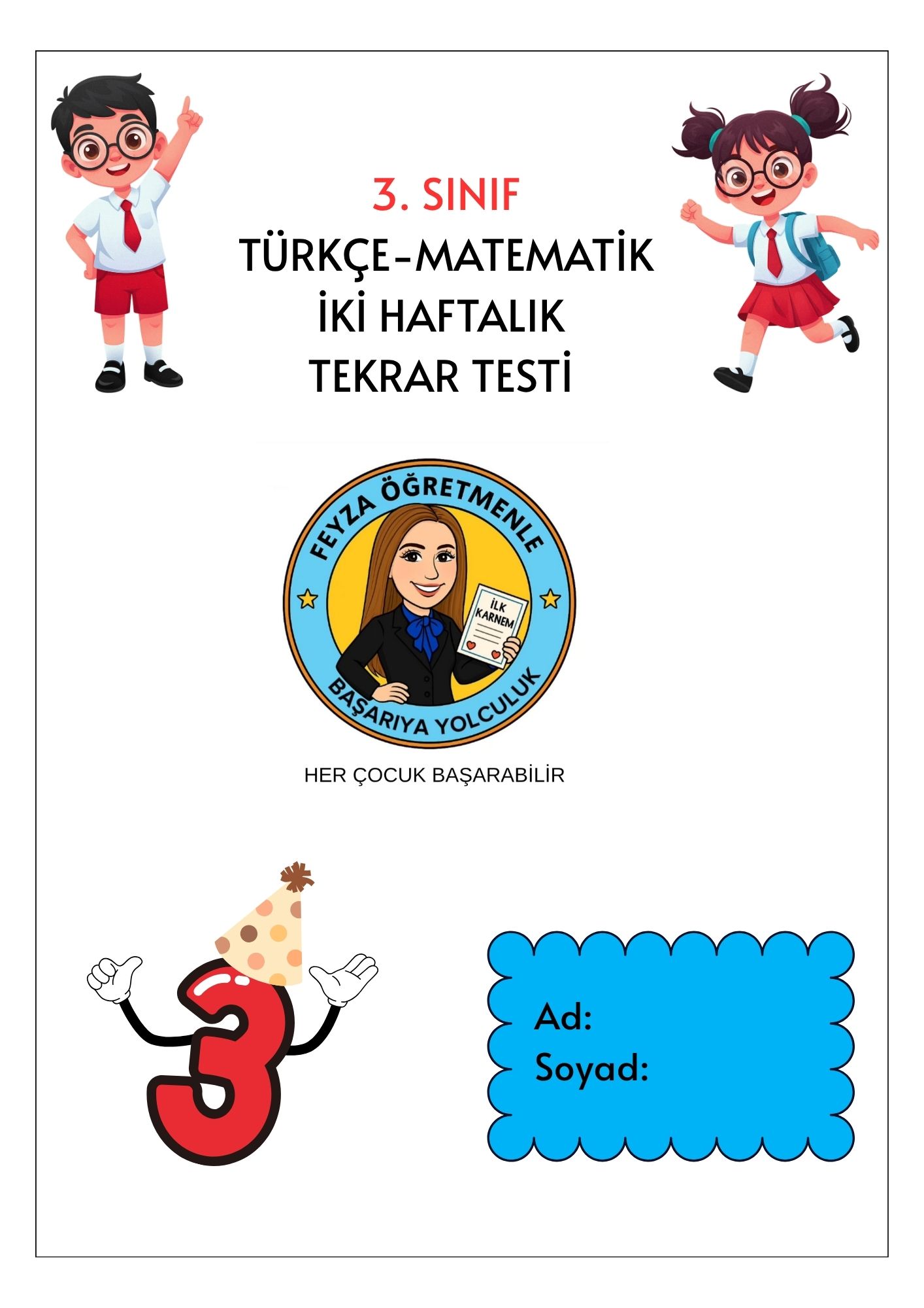 3. Sınıf Türkçe-Matematik İlk İki Haftalık Değerlendirme Testi