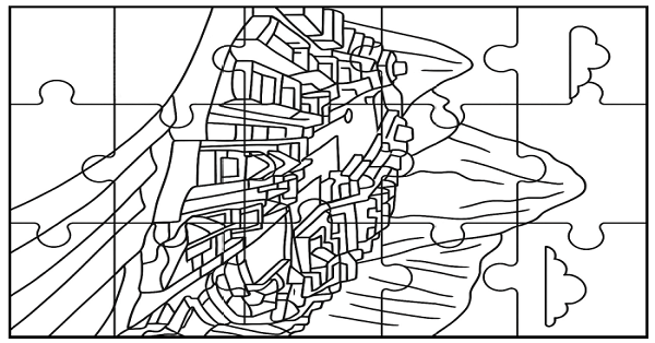 Puzzle (Aztek Uygarlığı) Boya-Kes-Yapıştır