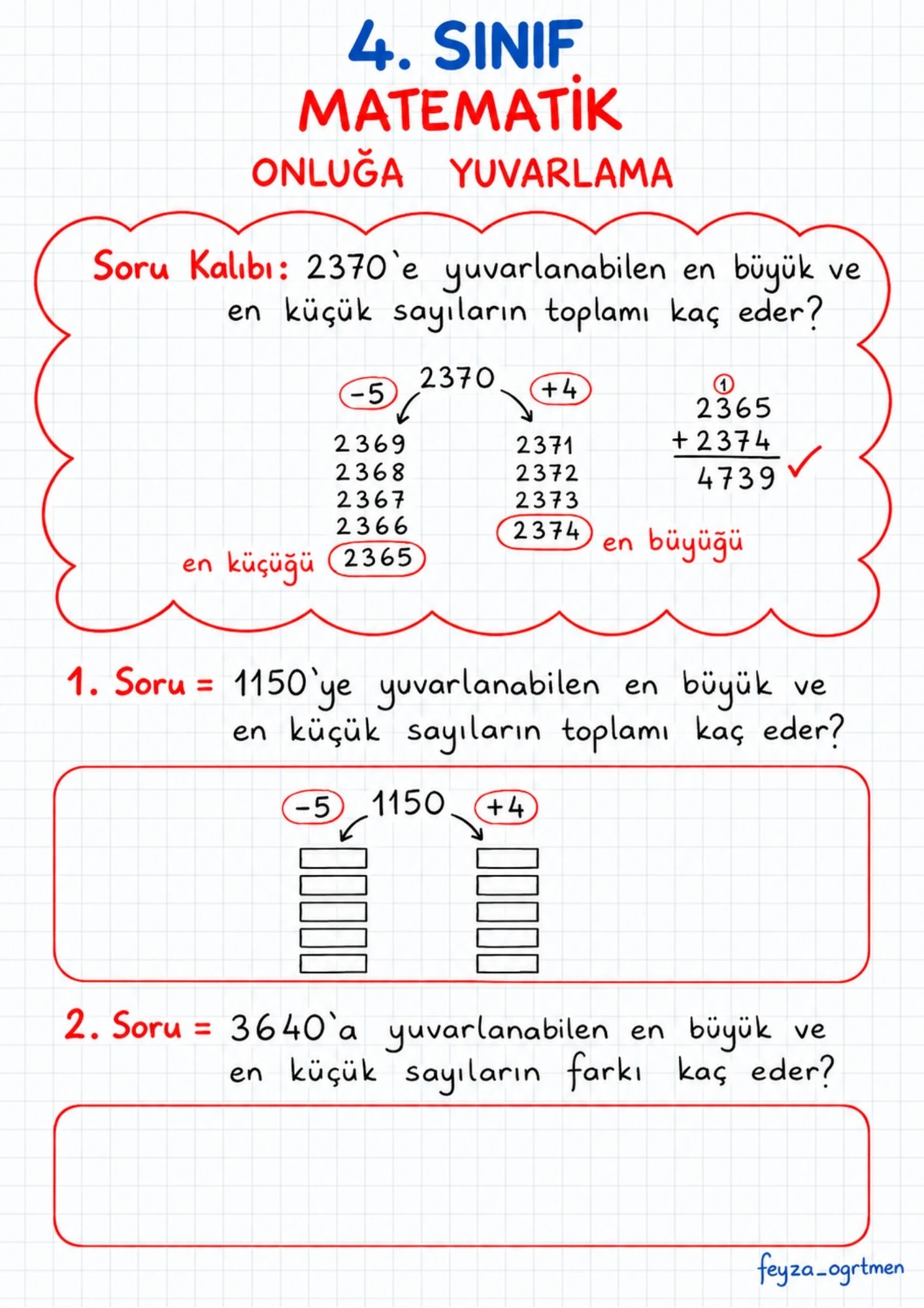 4. Sınıf Matematik Bazı Soru Kalıpları