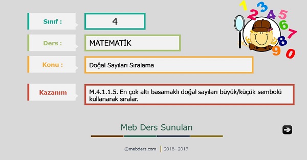 4.Sınıf Matematik Doğal Sayıları Sıralama Sunusu