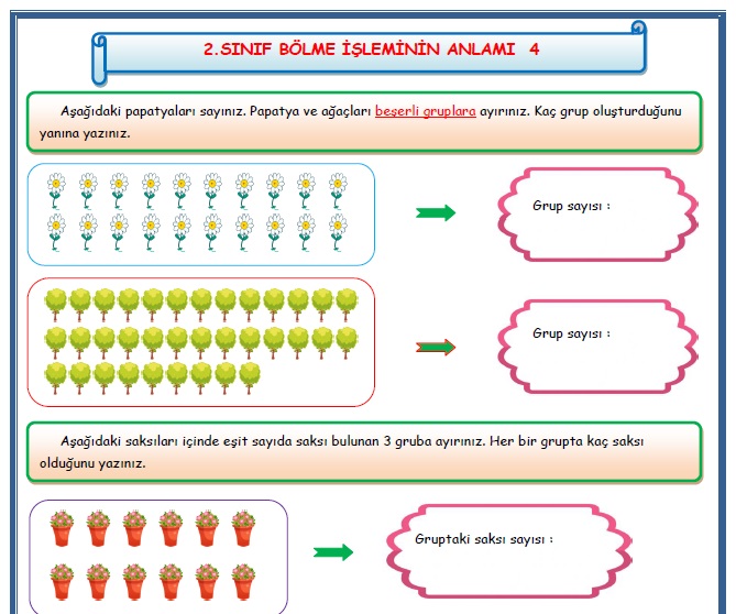 2.Sınıf Matematik Bölme İşleminin Anlamı Etkinlik Çalışması 4