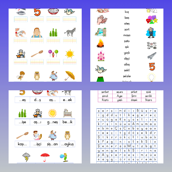 1. Sınıf İlk Okuma Yazma (Ş - ş Sesi) Etkinlikleri (4 Sayfa)