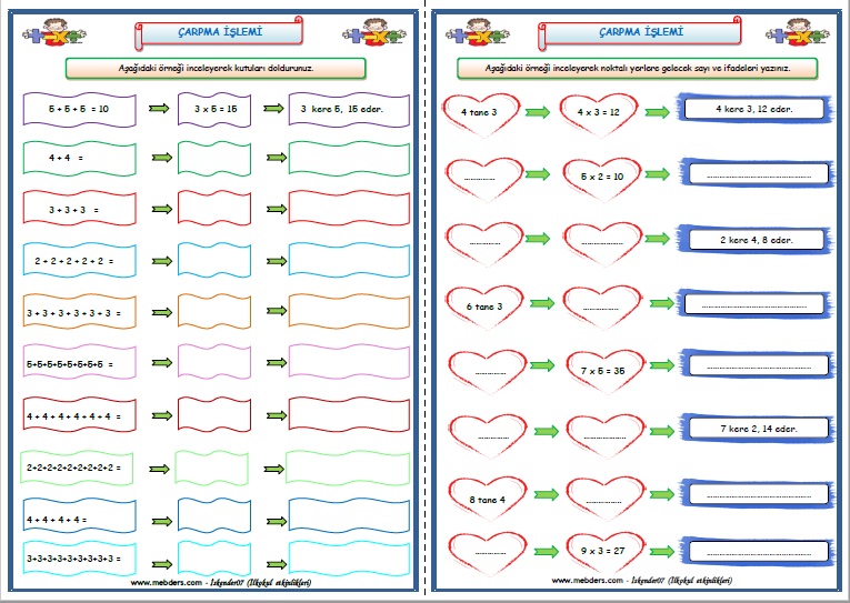 2.Sınıf Matematik Çarpma İşlemi Çalışması