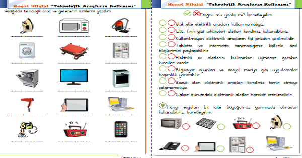 1. Sınıf Hayat Bilgisi Teknolojik Araçların Kullanımı Etkinliği