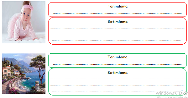 4.Sınıf Türkçe Betimleme Etkinliği