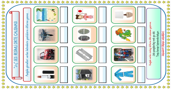 1. Sınıf İlk Okuma Yazma J-j Sesi Resimli Dikte Çalışması