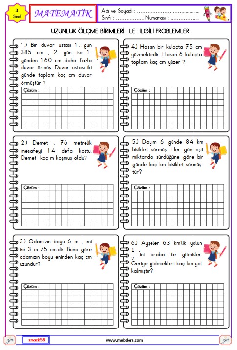 3. Sınıf Matematik Uzunluk Ölçme Birimleri İle İlgili Problemler Etkinliği 15