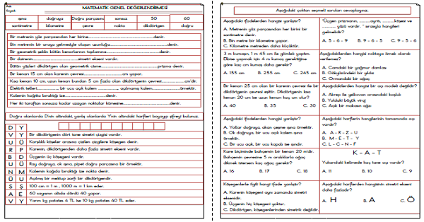 3.Sınıf Matematik Genel Değerlendirmesi 2