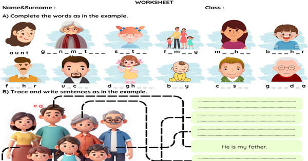 2.Sınıf 4.Tema Family Life Çalışma Kağıdı/Ödev