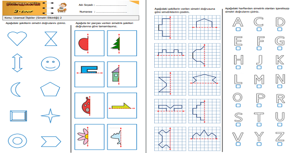 3.Sınıf Matematik Uzamsal İlişkiler (Simetri Etkinliği) 2