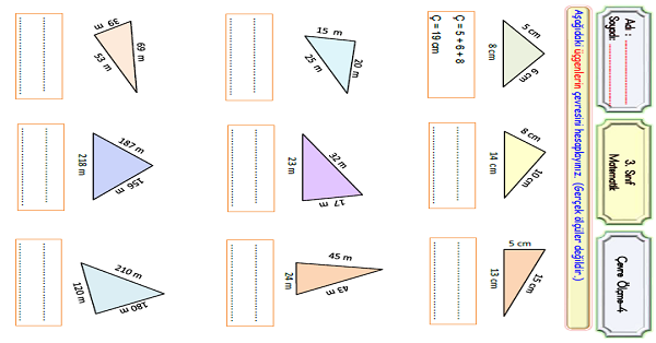 3.Sınıf Matematik Çevre Ölçme (Üçgenin Çevre Uzunluğu)-4