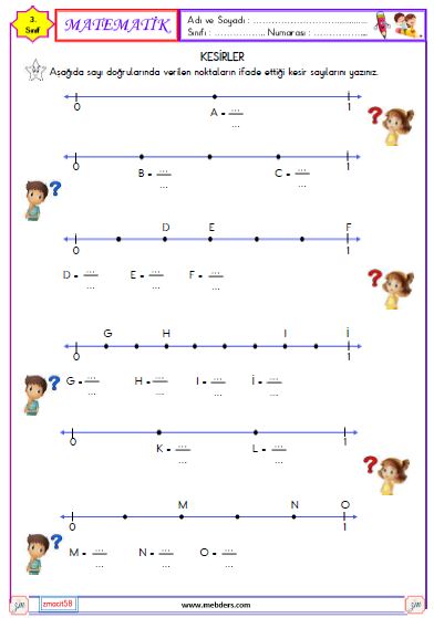 3. Sınıf Matematik Kesirler Etkinliği 7