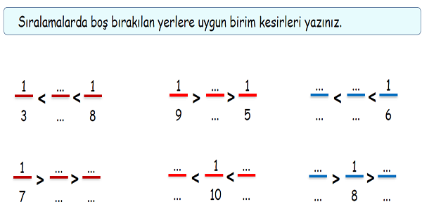 4.Sınıf Matematik Kesirleri Sıralama ve Karşılaştırma-2