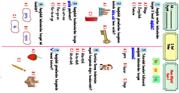 2.Sınıf Türkçe Hece Bilgisi-Test