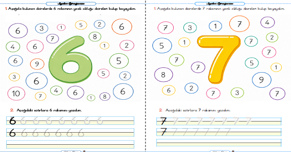 1. Sınıf Matematik Sayılar Bul Boya Yaz - Rakamlar