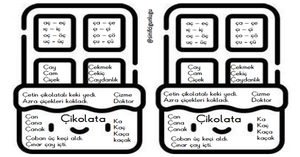 1.Sınıf İlk Okuma Yazma (Ç-ç Sesi) Çikolata Kutusu Oku-Boya Etkinliği