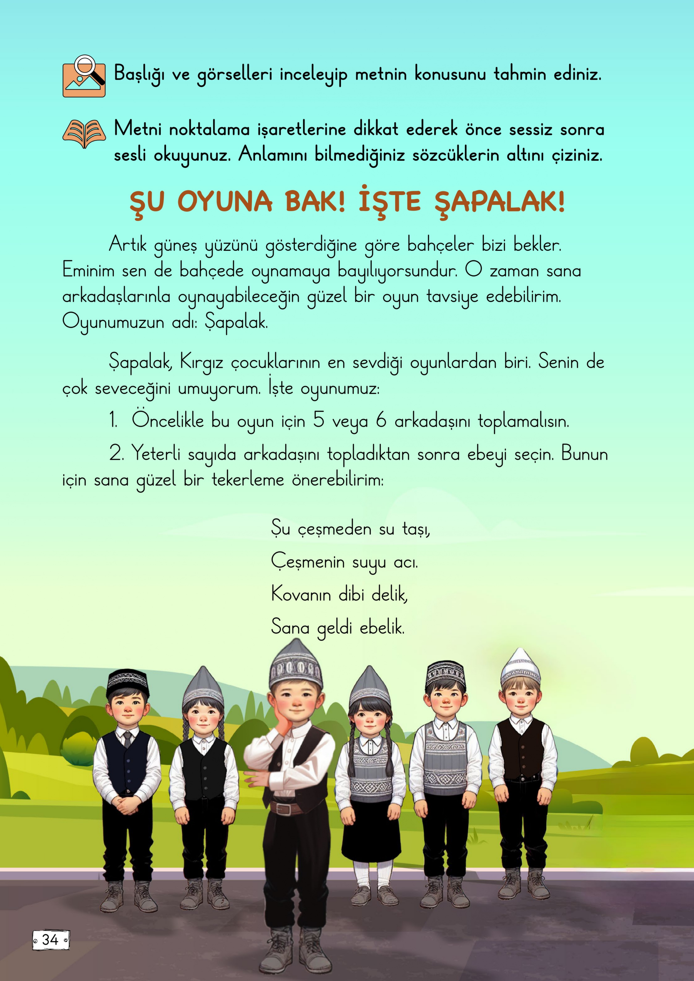 2. Sınıf Türkçe Meb Yayınları Şu Oyuna Bak! İşte Şapalak! Metni Etkinlik Cevapları