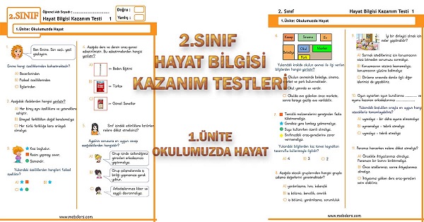 2.Sınıf Hayat Bilgisi Kazanım Testi - 1.Ünite - Okulumuzda Hayat