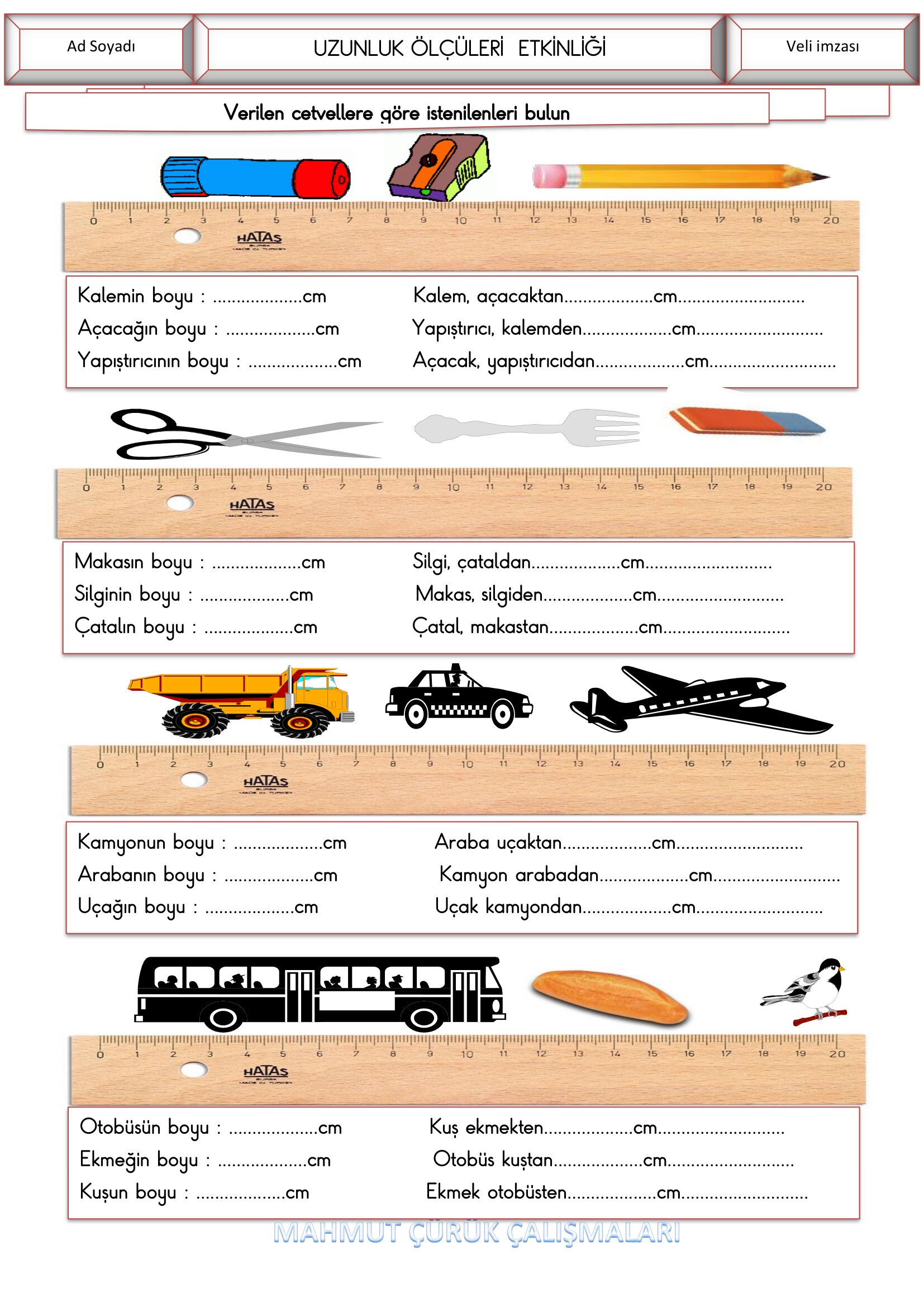 2.Sınıf - Matematik - Uzunluk Ölçme Etkinliği-3