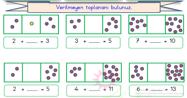 1.Sınıf Matematik Toplama İşlemi Verilmeyenleri Bulma-1