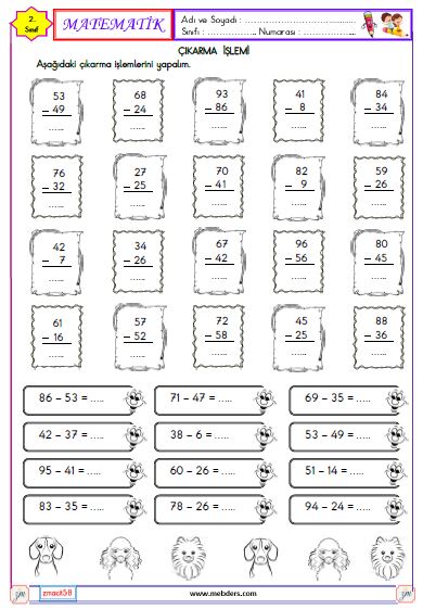 2. Sınıf Matematik Çıkarma İşlemi Etkinliği