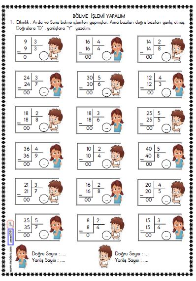 2. Sınıf Matematik Bölme İşlemi Etkinliği 10