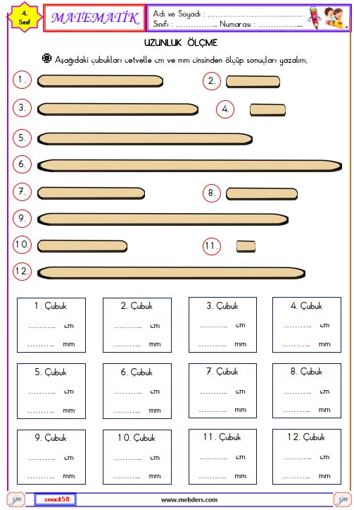 4. Sınıf Matematik Uzunluk Ölçme Etkinliği 2