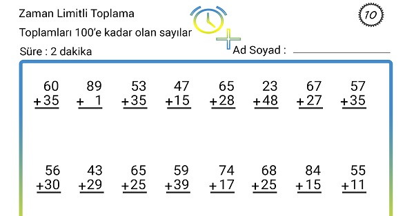 2 Dakika Zaman Limitli Toplama İşlemi Etkinliği 10