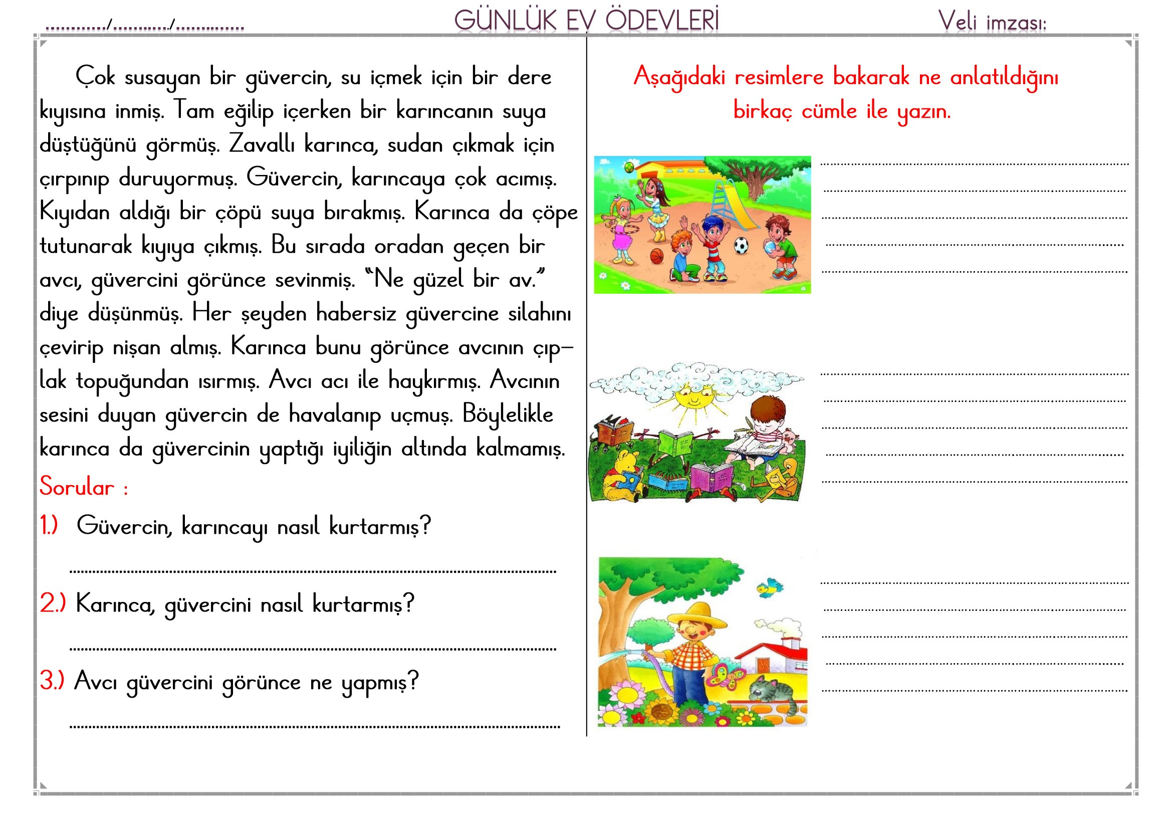 1.Sınıf - 10 Şubat 2026 Günlük Ev Ödevleri