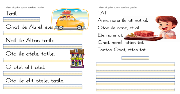 1. Sınıf İlk Okuma Yazma O-o Sesi Hızlı Okuma Ve Dikte Çalışması (4 Sayfa)