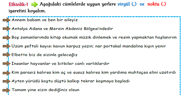 3.Sınıf Türkçe (Virgül) Noktalama İşaretleri-2