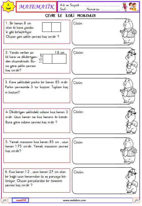 3. Sınıf Matematik Çevre ile İlgili Problemler Etkinliği 8