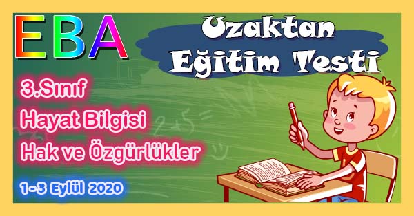 3. Sınıf Hayat Bilgisi Hak ve Özgürlükler Uzaktan Eğitim Testi pdf