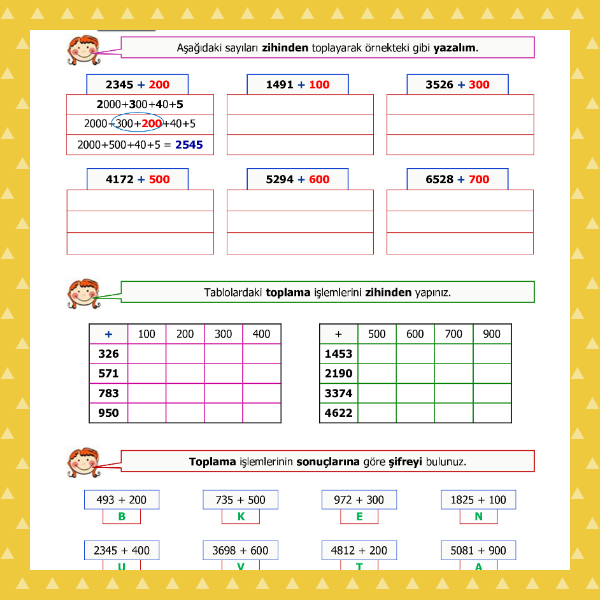 4. Sınıf Matematik - 100'ün Katlarıyla Zihinden Toplama Etkinliği