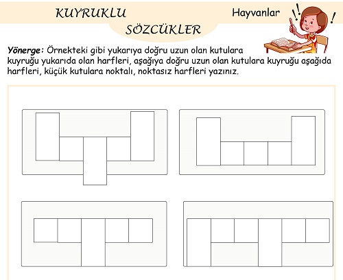 Kuyruklu Sözcük Etkinliği - Hayvanlar