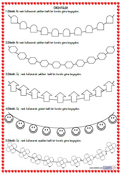 1. Sınıf Matematik Örüntüler Etkinliği 5