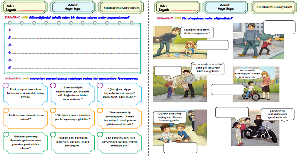 2. Sınıf Hayat Bilgisi Sınırlarımı Koruyorum Etkinliği