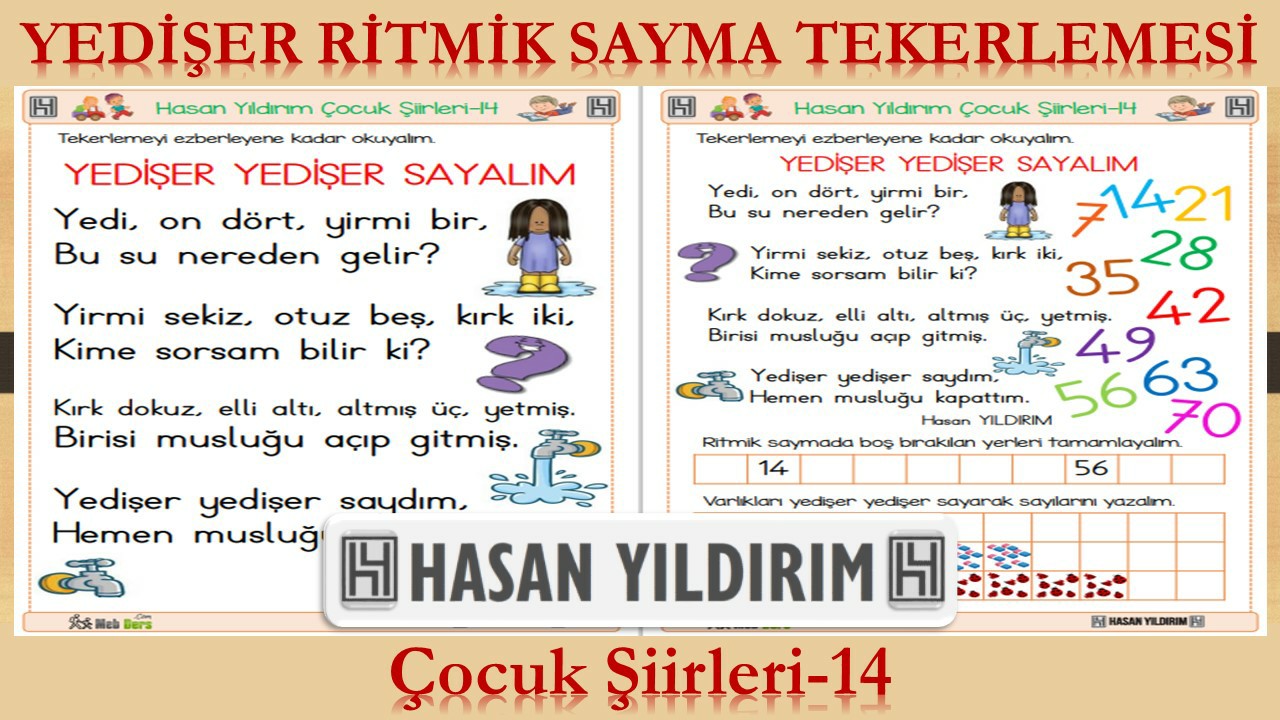 Yedişer Ritmik Sayma Tekerlemesi (Çocuk Şiirleri-14)